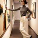 Long Sleeve Shirts for Women - Slim Fit Turtleneck Tops Soft Layering Sweaters Business Casual (Gray, L)