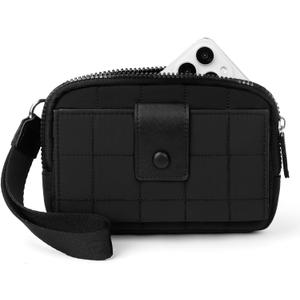 befen Wristlet Wallets for Women, Quilted Phone Organizer Purse, Nylon Credit Card Holder with RFID Blocking Built in Wallet (Black)