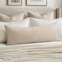 MIULEE Decorative Linen Lumbar Pillow Cover 14x36 Inch Natural Beige
