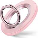 SYNCWIRE Magnetic Phone Ring Holder for MagSafe, 360° Rotation Cell Phone Grip Stand Finger Ring Kickstand Two-Sided Magnet Compatible with iPhone 17 Pro Max 16 15 14 13 12 MagSafe Accessories (Single Ring-1PCS-Light Pink)