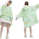 Qeils Wearable Blanket Hoodie for Women, Comfy Sherpa Sweatshirt Blanket as Birthday Christmas Gifts, Oversized Pullover Jacket Blanket Hoodie for Adult (Avocado, Adult)