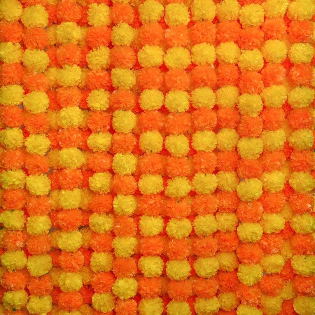 5Pcs Marigold Garland for Decoration,5 Feet Artificial Marigold Flowers Diwali Decorations for Home,Orange and Yellow Artificial Marigold Heads for Diwali Party,Indian Weddings,Halloween,Wreath