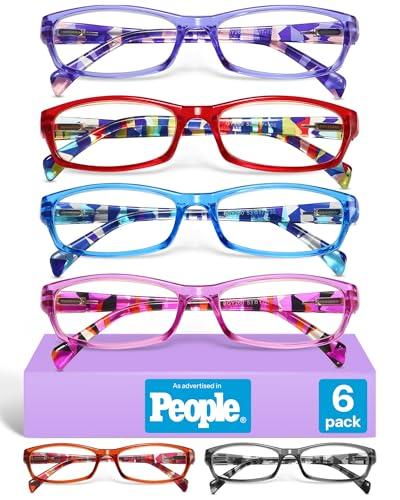 Gaoye 2.5 Reading Glasses for Women, 6 pack Fashion Readers for Women Spring Hinge Eye Glasses, Blue Light Reading Glasses