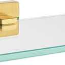 JQK Bathroom Glass Shelf Gold, Tempered Glass Shower Storage 8 by 5 inches, 304 Stainless Steel Brushed Gold Wall Mount, TGS201L8-BG