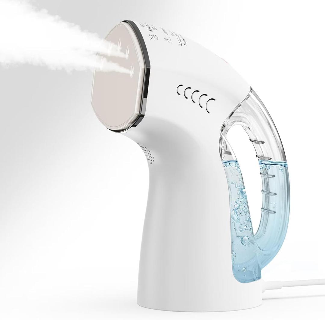 SteamerIron 2 in 1 for Clothes, Synthetic Ceramic Panel, Intelligent Chip Controls Soft Steam (Tilting Not Spray Water), 250ml Water Tank, 8.2FT Power Cord,1000W (white)