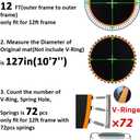 Trampoline Mat Replacement for 12ft Round Frame - Fits 72 V-Rings & 5.5” Springs - Mat Diameter 127in, Reinforced, UV-Resistant - Not Fit 14ft