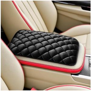 Car Center Console Cushion Pad, Comfortable Vehicle Armrest Seat Box Cover Protector, Soft Automotive Interior Decorative Arm Rest Mat Accessories, Universal for SUV RV Truck (Black)