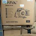Retractable Garden Hose Reel, 5/8 Inch x 82 ft + 6 ft Wall Mounted Water Hose Reel with Auto Slow Rewind System, 10-Pattern Nozzle, Any Length Lock, 180° Swivel Bracket, Ideal for Easy Watering