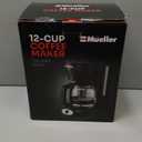 Mueller 12-Cup Drip Coffee Maker - Borosilicate Carafe, Auto-Off, Reusable Filter, Anti-Drip, Keep-Warm Function, Clear Water Level Window Coffee Machine, Kitchen Essentials & Accessories (Black)