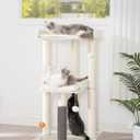 FourFurPets 43.7" Cat Tree, Modern Cat Tree Tower, Cat Tower for Indoor Cats Large Adult, Cat Condo with Scratching Post, Large Perch and Removable Pads, White