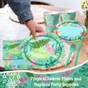 142Pcs Hawaiian Birthday Party Plates and Napkins Tropical Luau Party Decorations Palm Leaves Tableware for Summer Beach Birthday Hawaiian Luau Party Supplies
