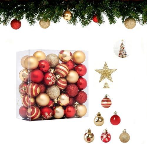 Christmas Balls 50PCS 1.57Inch Christmas Tree Hanging Ornament Xmas Ball Decoration,Red and Gold Christmas Ornaments Balls for Xmas Tree Wreath Garland