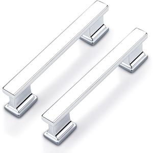 Probrico 5 Pack 3 3/4 Inch Polished Chrome Cabinet Handles, Shiny Kitchen Handles for Cabinets, 96mm Hole Center Drawer Pulls, Easy-Install Bathroom Hardware for Drawers & Cupboards