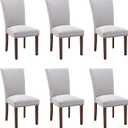 COLAMY Parsons Dining Chairs Set of 2. Upholstered Fabric Dining Room Kitchen Chair with Nailhead Trim and Wood Legs - Light Grey