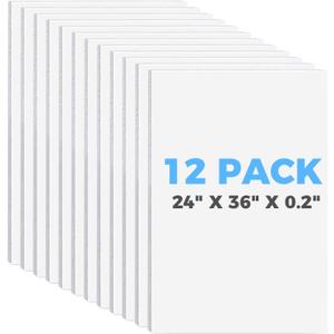 Foam Board 24" x 36" x 3/16" (5mm) - 12 Pack, White Poster Board, Double-Sided, Acid-Free Foam Core Board for Signs, Presentations, Schools, Offices, and Art Projects