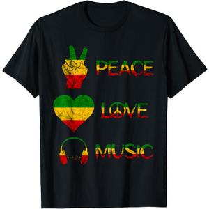 Love Peace Music Rasta Reggae Rastafari Roots Reggae Pride T-Shirt 2XL