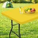 homing Rectangle Table Cloth Cover, Water-Resistant Polyester Elastic Fitted Tablecloth, Fits for 6 Foot Folding Tables, Washable Table Protector for Picnic, Camping, Outdoor (Yellow, 30" x 72")