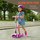 Pink Mini 3 Wheel Scooter for Kids Lean-to-Steer with LED Light-Up Wheels, Adjustable Handlebar, Wide Anti-Slip Deck, Smooth PU Wheels, Rear Foot Brake Toddler Scooter for Ages 2+