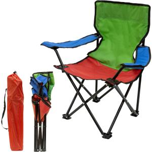 Pacific Play Tents – Kids Folding Chair, 100 lbs. Weight Capacity - Tri-Color, 14" L x 14" W x 23.5" H