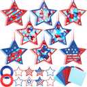 DoubleFill 48 Pcs Memorial Day Patriotic Suncatchers Crafts Kits 4th of July 250th Anniversary Crafts Red Blue White USA Tissue Paper Craft Make Your Own Stained Glass Window Ornaments for July 4th