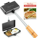 Uno Casa - XL Pie Irons Cast Iron Sandwich Maker - Mountain Japanese Sandwich Maker with Recipe Book - Durable Campfire Cooking Equipment for Toasted Pies, and More