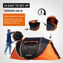 EchoSmile Instant Pop Up Camping Tent, 4 Person Easy Setup, Black & Orange