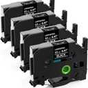 Labelife Label Maker Tape Black Replacement for Brother TZe-335 TZe335 P Touch Label Tape White on Black TZe TZ 12mm 0.47 Laminated for Brother PT-D210 PT-D220 PT-H110 PT-D400 PT-D600, 4-Pack