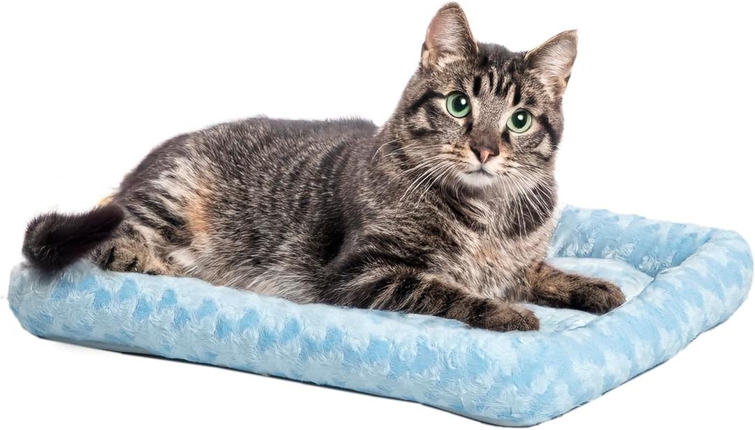 MidWest Homes for Pets QuietTime Fashion XXS Dog Bed  Blue Faux Fur Bolster, Ultra-Soft and Machine Washable, Fits 18-Inch Crates and Carriers, for Small Dogs and Cats