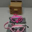 Vvinca 2 Pcs Kids-Swim-Goggles with Nose Cover, Swimming Diving Mask Wide View Anti Fog UV Anti Shattered Lens for Kids 3-6 (02-Pink & Purple)