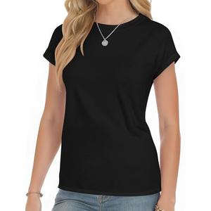 YOGINGO Short Sleeve Shirts for Women Crew Neck Tee - Fashion Summer Spring Cap Sleeve Tops for Women Black L