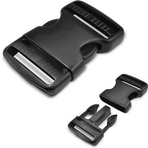 3pcs 1-1/2" Plastic Buckles for Strap Replacement, Quick Side Release Buckles Outdoor Camping Backpack Clip Buckle Clips for Dog Collar Nylon Webbing Belt Buckle Dual Adjustable Black