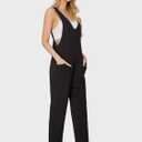 EXLURA Womens High Roller Denim Bib Jumpsuits Casual Loose Sleeveless Baggy Overalls Jeans Pants Jumpers with Pockets (Black)