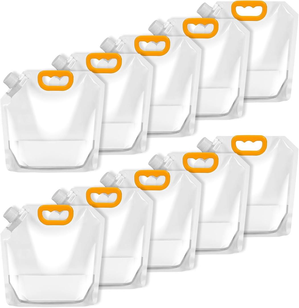 ICYANG 10 Pieces Collapsible Water Containers, 1/2 Gallon Clear Plastic Water Jugs for Sports Camping Hiking Travel | Collapsible, Leakproof