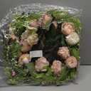 Pink Spring Summer Wreaths for Front Door, 20 Inch Artificial Floral Wreath with Rose Ball-Chrysanthemum, Flower Wreath for Porch Wall Window Decor, Handmade Wreaths for Wedding Decoration