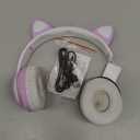 KERHAND Bluetooth Noise Cancelling Headphones for Kids,Foldable Cat Headphone with LED Light Up Ear,Cat Ear Headphones for Toddler with Microphone/TF Card,Kids Bluetooth Headphones for ipad (Purple)