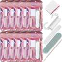 SUTOKAKA 10 Sets Disposable Manicure Prep Kit for Travel Home, Portable Basics 5 in 1 Nail Salon Pedicure Kit, Professional Nail Tools Supplies, Nail File, Mini Buffer, Wood Stick & Handle Grip Brush