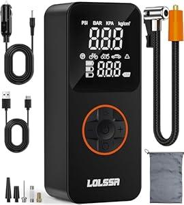 Tire Inflator Portable Air CompressorAir Pump 20000mAh & 150PSI Cordless Electric for Car, Motorcycle, Bike, Ball, with Tire Gauge Pressure, DualUse Type (Black)