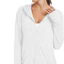 VUTRU Women's UPF 50+ Sun Protection Hoodie Jacket Lightweight Long Sleeve Sun Shirt UV Hoodie with Pocket (White, L)