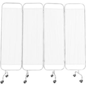 Rolling Room Divider for Healthcare, Stainless Steel Frame with Waterproof, Washable Fabric, Mobile Partition for ICU, Ward, School, Salon 4panels