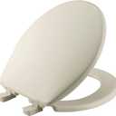 Bemis 730SLEC Slow Close Toilet Seat, Easy Clean Hinges and Durable Plastic Seat, Made in USA, Round, Biscuit