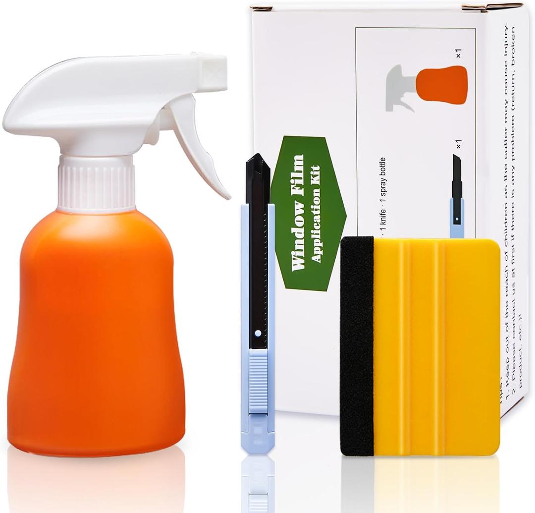 Coavas Window Tint Kit, Window Privacy Film Application Tools Kit, 3 Pcs Easy to Apply Window Film & Car Glass Window Tinting Tool, Vinyl Wrap Set Includes Squeegee, Utility Knife, Spray Bottle