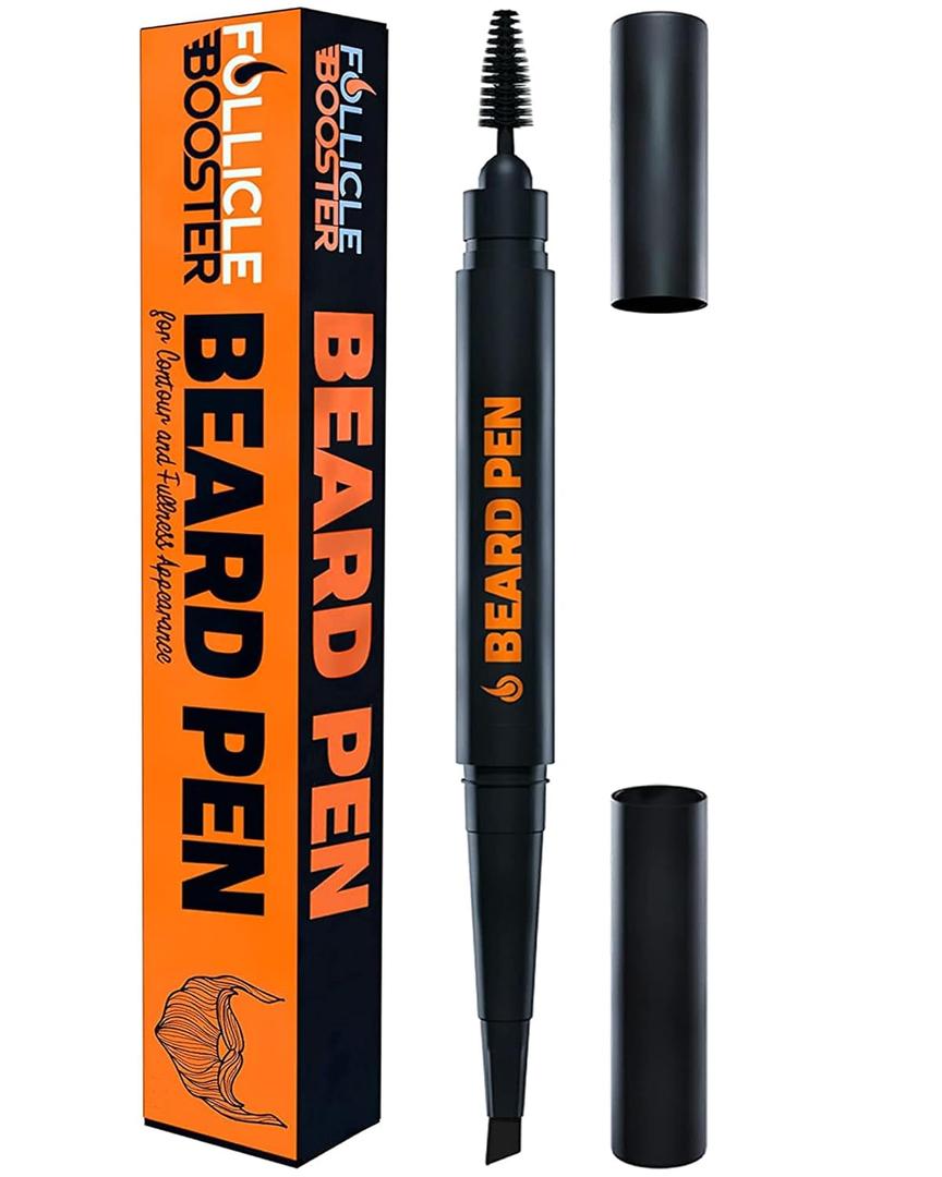 Beard Pen Filler for Men - Barber Styling Grooming Pencil - Waterproof Proof, Sweat Proof, Long Lasting Solution with Natural Finish - Cover Beard and Scalp Patches in Seconds - Black 1 Pack