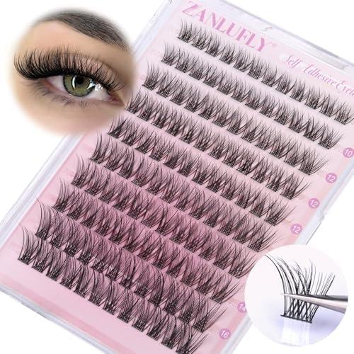 Self Adhesive Eyelashes Natural Self Adhesive Lash Clusters Pre-glued Eyelashes Clusters C Curl No Glue Lashes Wispy Cluster Lashes 10-16MM DIY Individual Lashes by zanlufly