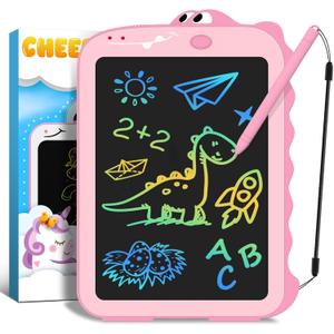 CHEERFUN LCD Writing Tablet for Kids: Pink Learning Educational Doodle Drawing Board - Dinosaur Toys for Toddlers Age 3-5 Travel Home School - Birthday Gifts for 3 4 5 6 7 8 Year Old Girls
