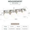 Bathroom Light Fixtures, 4 Light Brushed Nickel Vanity Light, 26 Inch Modern Wall Sconces with Globe Milk White Glass Shade, Vanity Lighting Fixtures Over Mirror, VL195-BN-ML-4