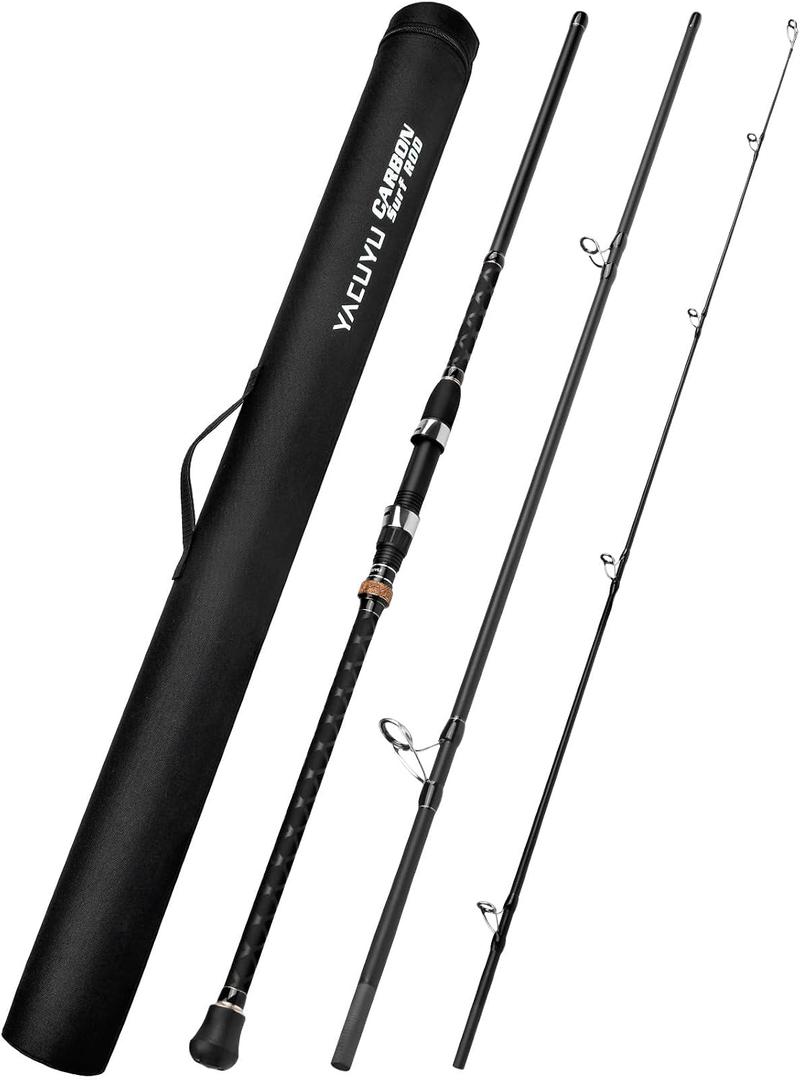 PROBEROS Surf Fishing Rod - Casting Spinning Fishing Rods with Tube(Case) 3 Piece 9' Carbon Saltwater Travel Surf Spinning Rods9'-Spinning-3pc