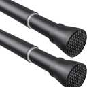 Tension Curtain Rod Black Tension Rod 2pcs Spring Curtain Rod Non Slip Tension Rods For Windows 28 to 48 Inch No Drilling Adjustable Tension Rods of Curtain Window Closet Kitchen Wardrobe