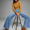 Sidefeel Women's Wide Leg Jeans High Waisted Stretchy Baggy Front Seam Denim Pants, Size 6