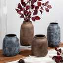 Briful Ceramic Flowers Vase Home Decor, Kitchen Dining Farmhouse Table Vases, Rustic Vintage Living Room Bathroom Bedroom Decorations for Office Coffee Desk Fireplace Shelf Mantel (8.3” Tall, Brown)