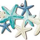Qunclay Summer Coastal Wall Decor Farmhouse Ocean Fish Wall Art Beach Theme Vintage Coastal Hanging Decoration for Home Lake House Bathroom(Starfish)